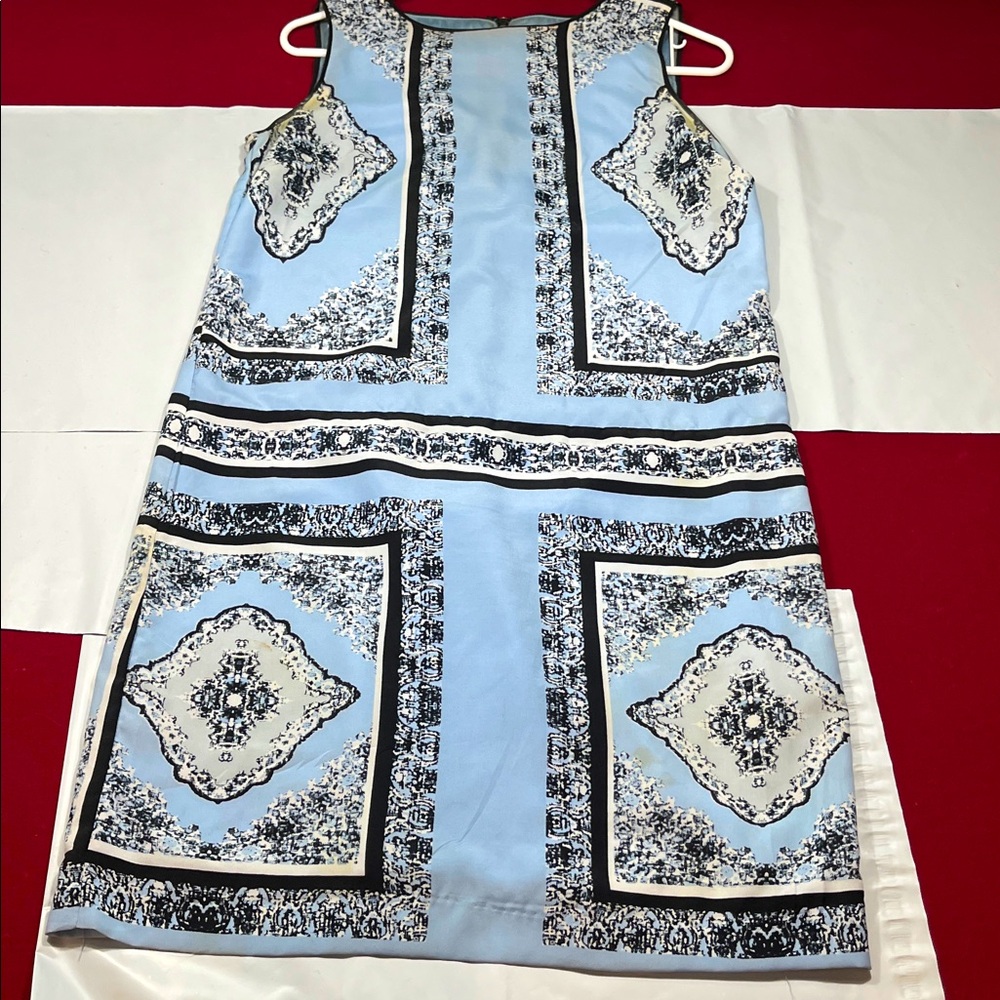 Philosophy blue white sleeveless Dress geometric polyester lined size 6 medium M